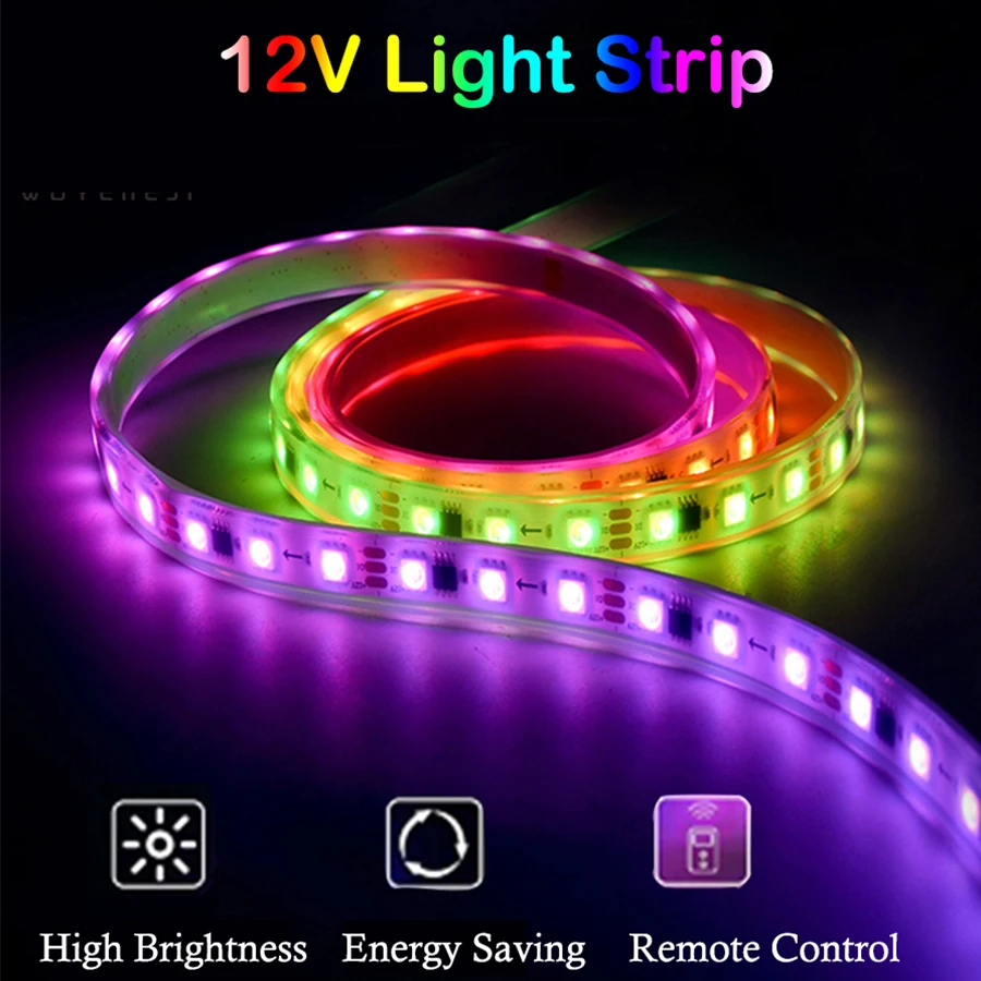 

WS2811 Led Light Strip DC12V RGB Full color 5050 SMD Addressable 60led/m Led Pixel Strip Light Christmas party atmosphere lights