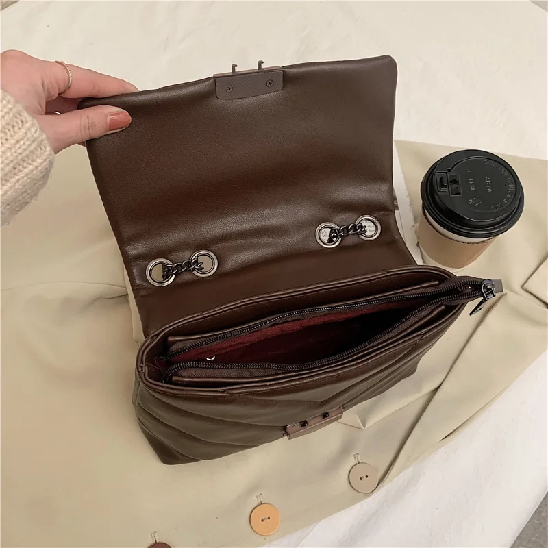 

Soft Pu Leather Handbags for Women Chain Shoulder Bag Embroidery Thread Small Crossbody Bag Lady Trend Hand Bag bolso mujer