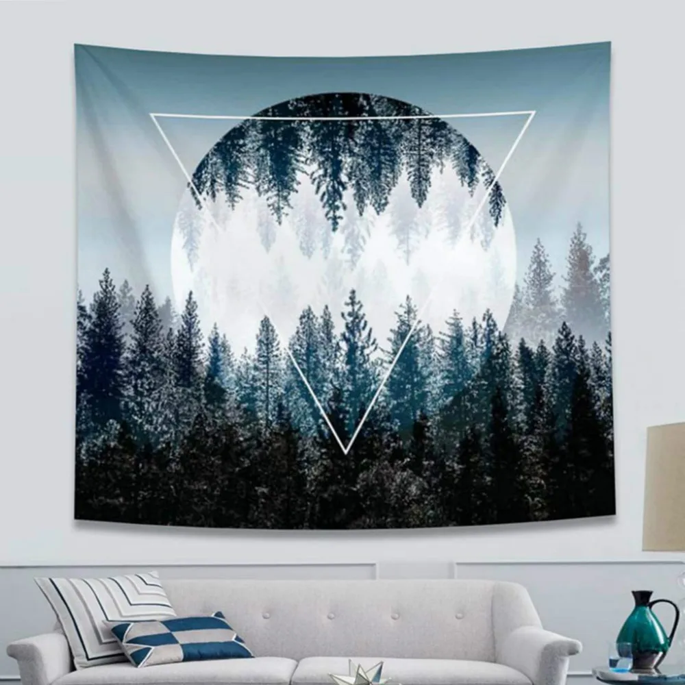 Настенный гобелен крутой тон природный лес и закат настенное художественное