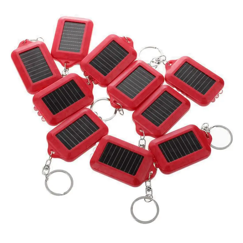 10X Mini Solar Power Rechargeable 3LED Flashlight Keychain Light Torch Ring New - red | Лампы и освещение