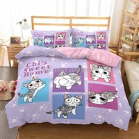 3d cartoon bedding set for kids children girls boy design anime linen bed cover set no bed sheets cute cat print duvet cover