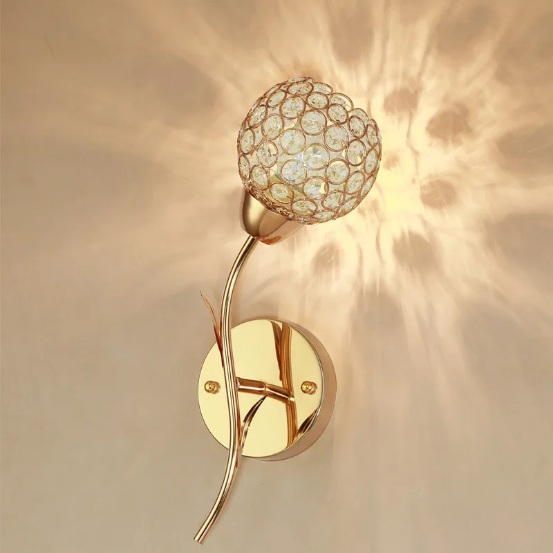 

Rhinestone Crystal Leaf Wall Lamp Living Room Background Home Decor Night Light Bedside