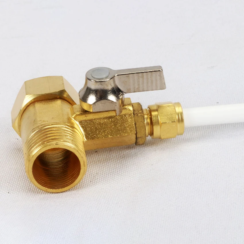 

Brass Shower Head Shut Off Valve Water Flow Control with Handle On Off Switch for Hand Shower Bidet Sprayer, 1/2'' to 1/4'' Pipe