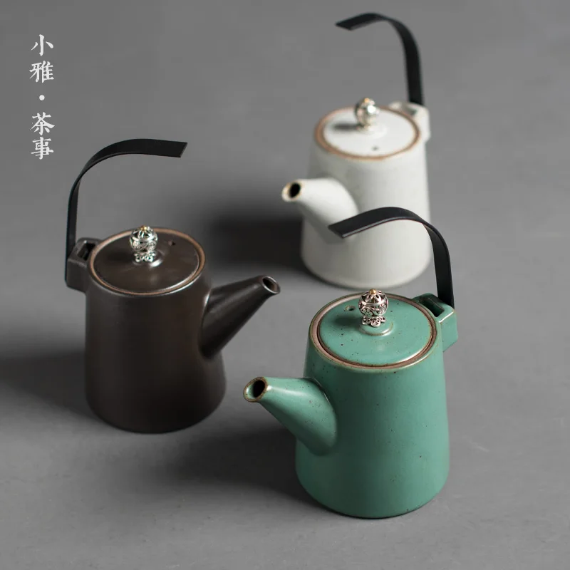 

Chinese Vintage Teapots Ceramic Handle Handmade with Filter Sencha Tea Ornament Teapots Juego De Te Kitchen Products DB60CH