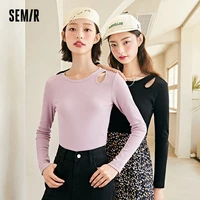semir knitwear women autumn thin bottoming t shirt 2021 new womens long sleeve t shirt design short top
