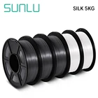 Шелковая нить SUNLU, 5 кг, нить для 3D-принтера, пла + шелк, 1 кгрулон, шелковый блеск, 5 рулонов, заправка, биоразлагаемый материал