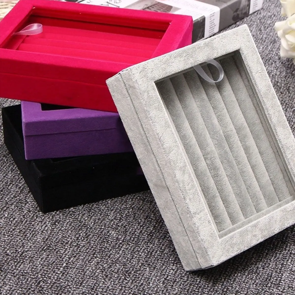 Портативный бархат ювелирные изделия кольцо серьги Вставка дисплей Запонки