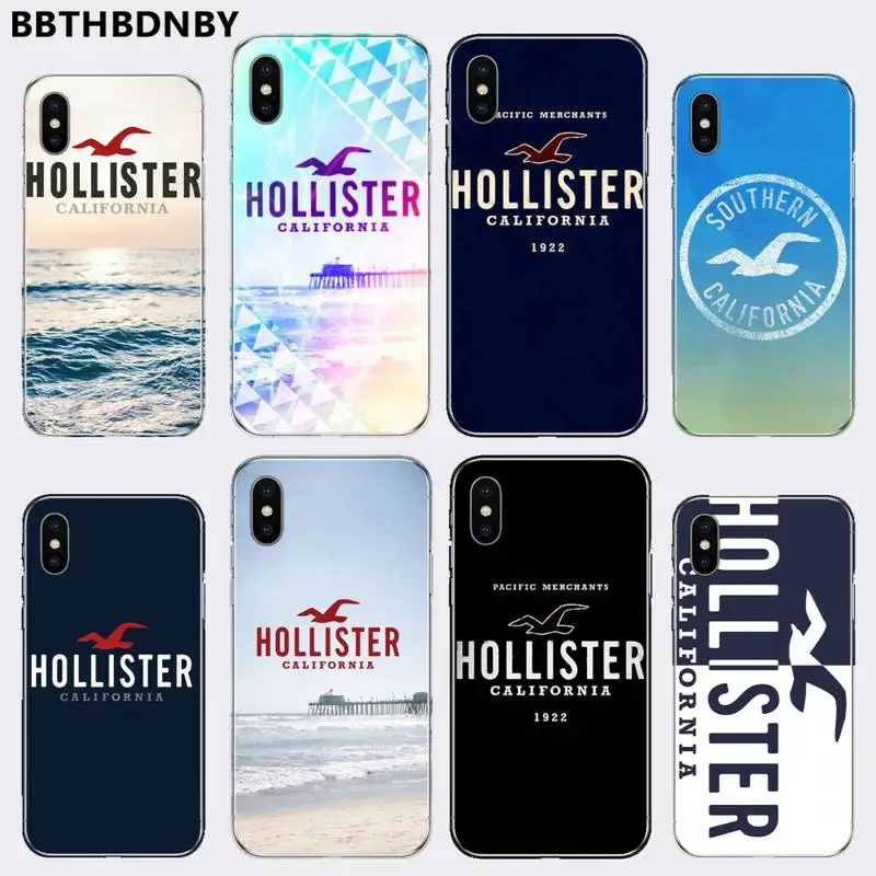 Модная брендовая одежда HOLLISTER черный ТПУ мягкий чехол для телефона iphone 12 5 5s 5c se 6 6s