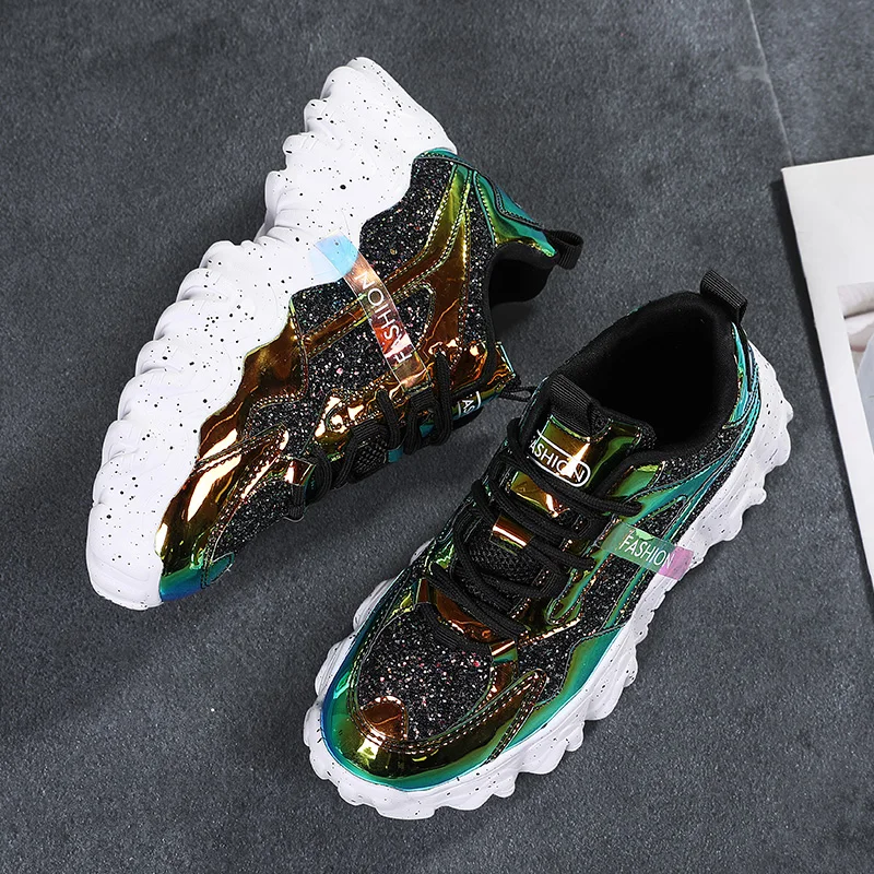 RUIFF/новый стиль Женские сабо с блестками Кроссовки Обувь для бега Уличная