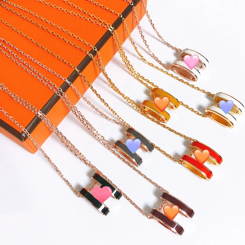 Новая Титановая Сталь H ожерелье с надписью цепочка для ключицы розовое золото