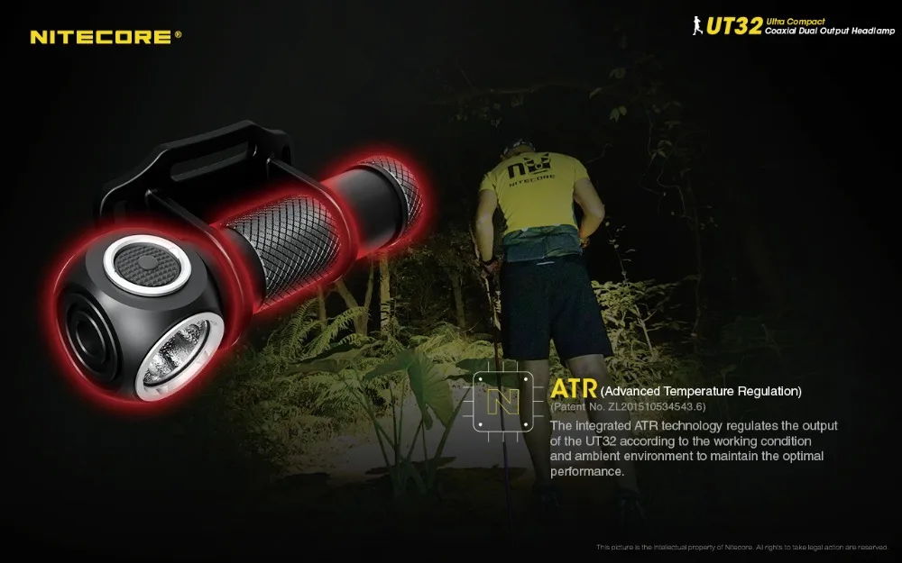 NITECORE UT32 CREE XP-L2 V6 светодиодный 1100 люмен uitra компактный коаксиальный двойной выходной налобный фонарь