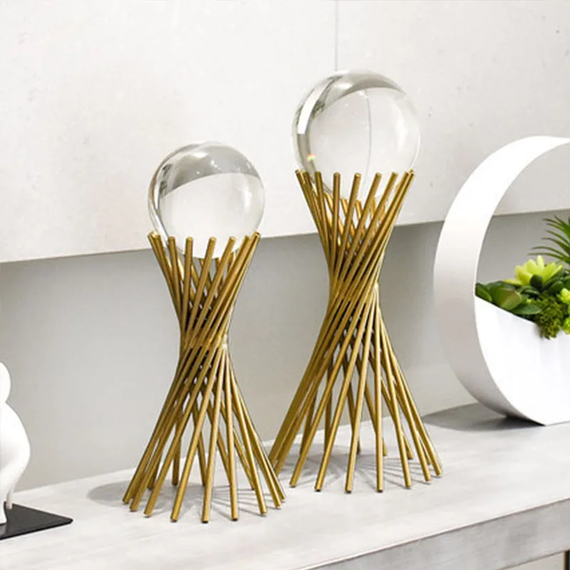 

Luxurious Metal Decoration Ornaments Crystal Ball Home Decoration Artware Living Room Furnishings Wedding Display Crafts Gifts