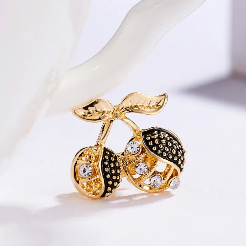 Новая летняя картина маслом Кристалл Броши для женщин вишня клубника Примечание