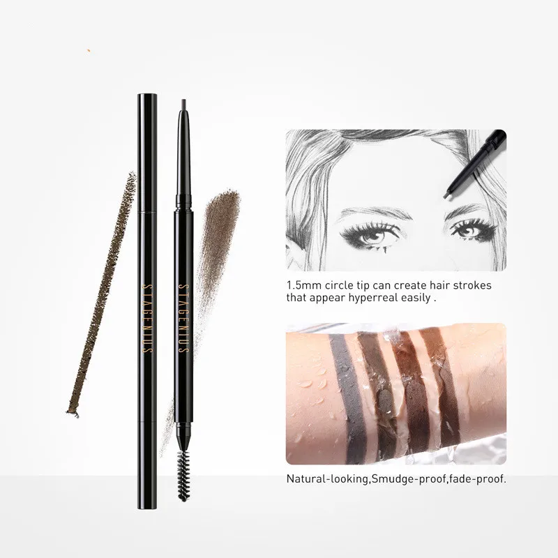 BearPaw Colorful Women Superfine Double-headed Eyebrow Pencil Micro-carved Sketch Durable Waterproof Brow Pen | Красота и здоровье