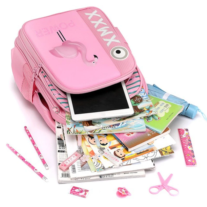 cut school bag for girl waterproof nylon purple blue Flamingo kids school bags japanese children school bag and pencil case