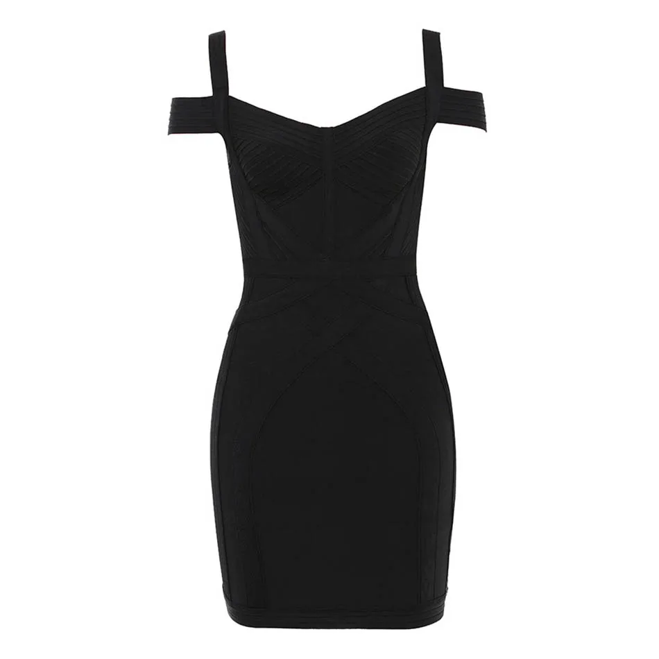 

2020 New Women'S Sexy V-Neck Spaghetti Strap Off Shoulder Bodycon Bandage Dress Club Celebrity Party Dress