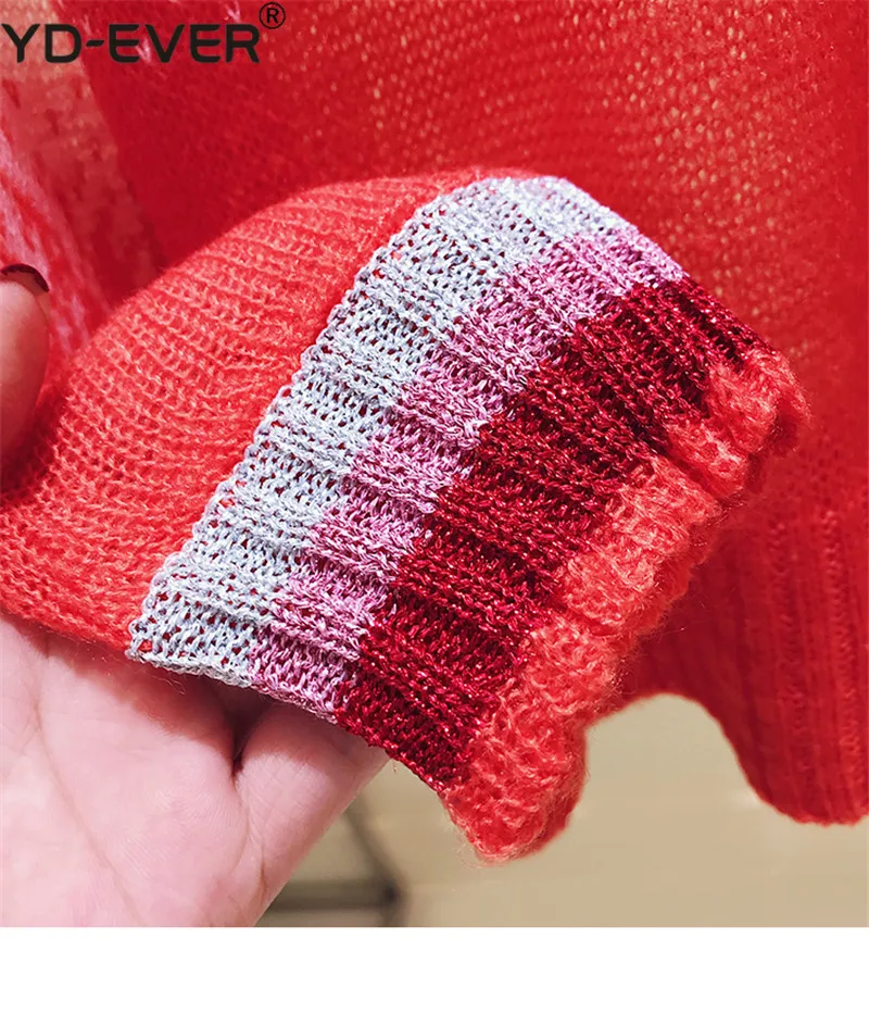 YD-EVER осенний Новый Модный женский свитер с V-образным вырезом длинным рукавом