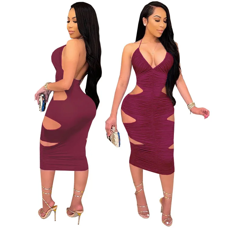 

Summer Dress Ladies 2021 Women Clothing Beach Cover Up Bath Swimsuit Female Wear Neck Rubber Backless Sexy Print Polyester For