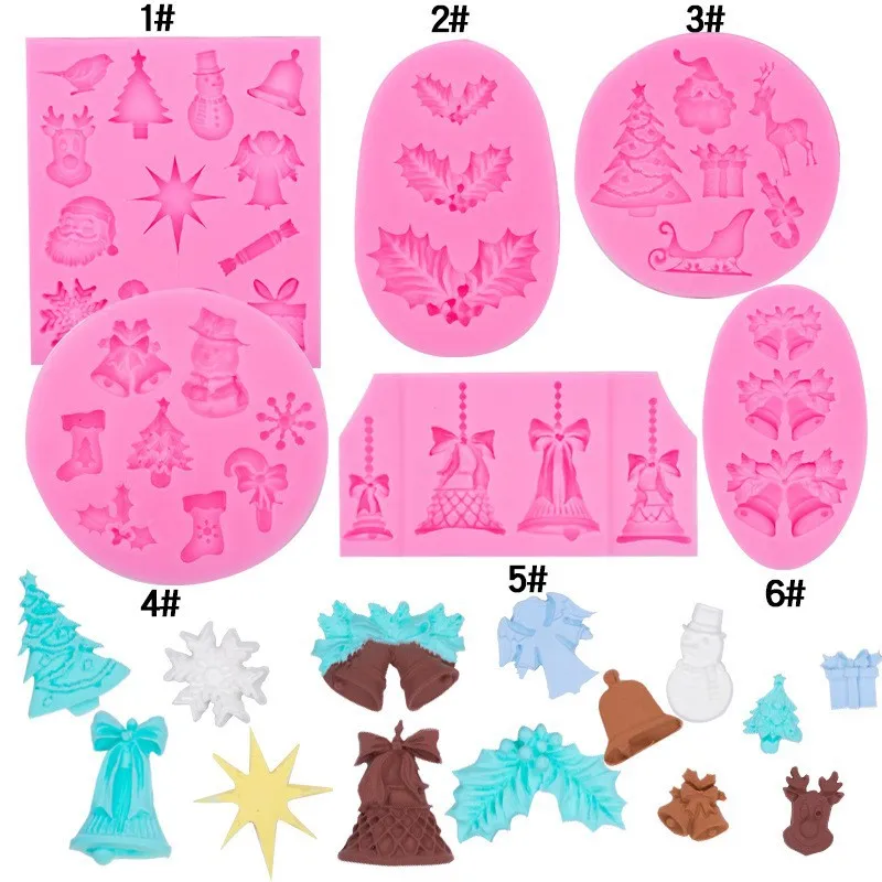 

Silicone Christmas Fondant Mold Christmas Stocking Tree Elk Shapes Baking Mould Cake Decoration Tool Polymer Clay Plaster Mold