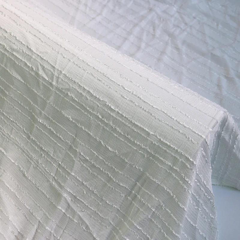 Кремово белый жаккардовый полосатый шифоновый тканевый креп 1y * 140 см|Ткань| |