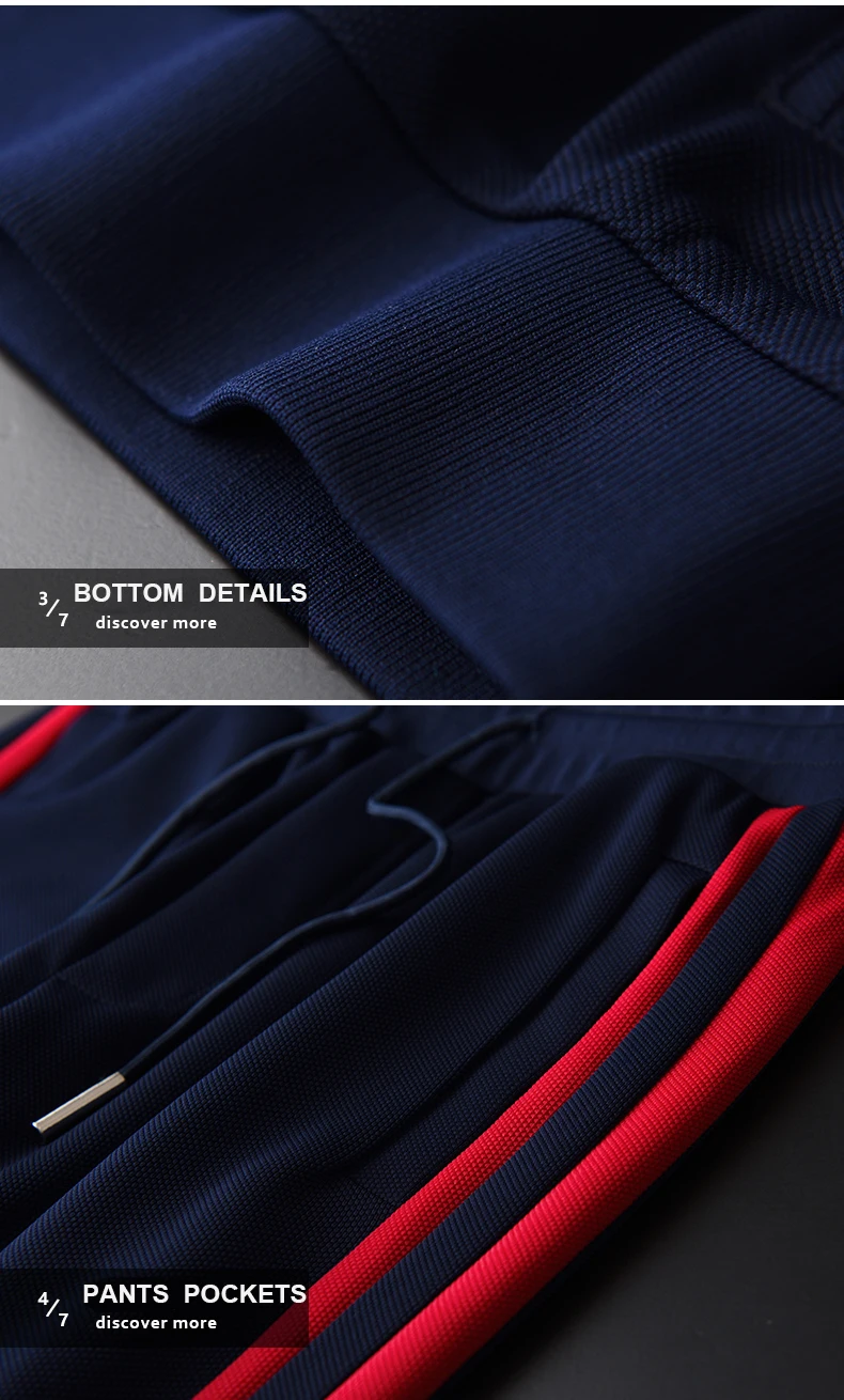

Hight Quality Stand Collar Knit Tape Design Zipper Sweatshirt With Pants Autumn Fashion Sweatshirts Men