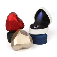 creativity heart shaped led light wedding ring box with display storage jewelry decoration box ring pendant bag birthday gift