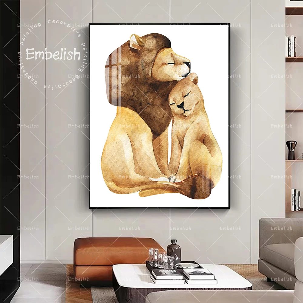 

Embelish 1 pieces Cute Watercolor Animals Wall Posters For Living Room HD Print Canvas Oil Painting Modern Home Decor Pictures