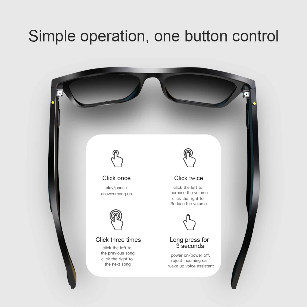 구매 TWS 오디오 스마트 안경 무선 블루투스 5.0 안경 지능형 안경 안티 블루 라이트 선글라스 HD 마이크와 스테레오 음악