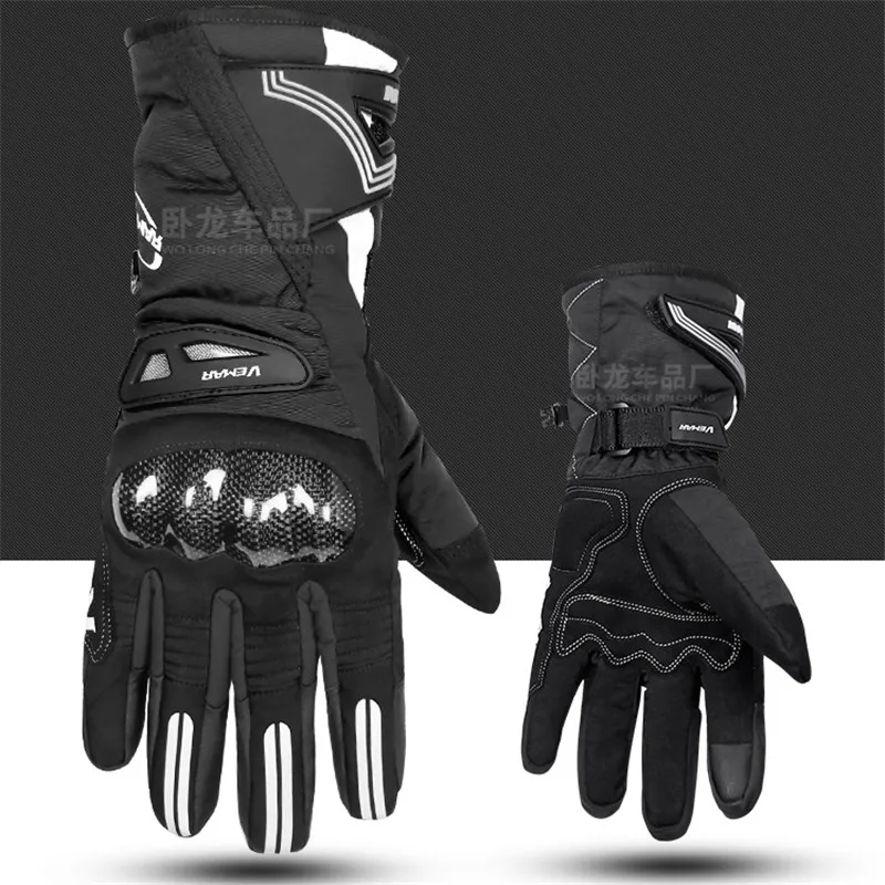 

Winter Long Section Motorcycle Gloves Waterproof Gloves Touch Screen Hard Shell Protection Wear-resisting Plush for Warmth