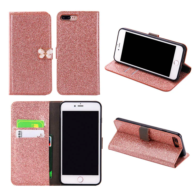 

Luxury Diamond Butterfly Phone Case For iPhone 12 11 Pro X XS Max XR 6S 7 8 Plus 5S SE 2020 Soft Flip Holder Leather Back Cover