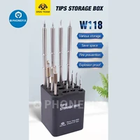 oss w118 storage box for heating element soldering iron tip t12 jbc t210t245c115 heating core various iron tips organizer
