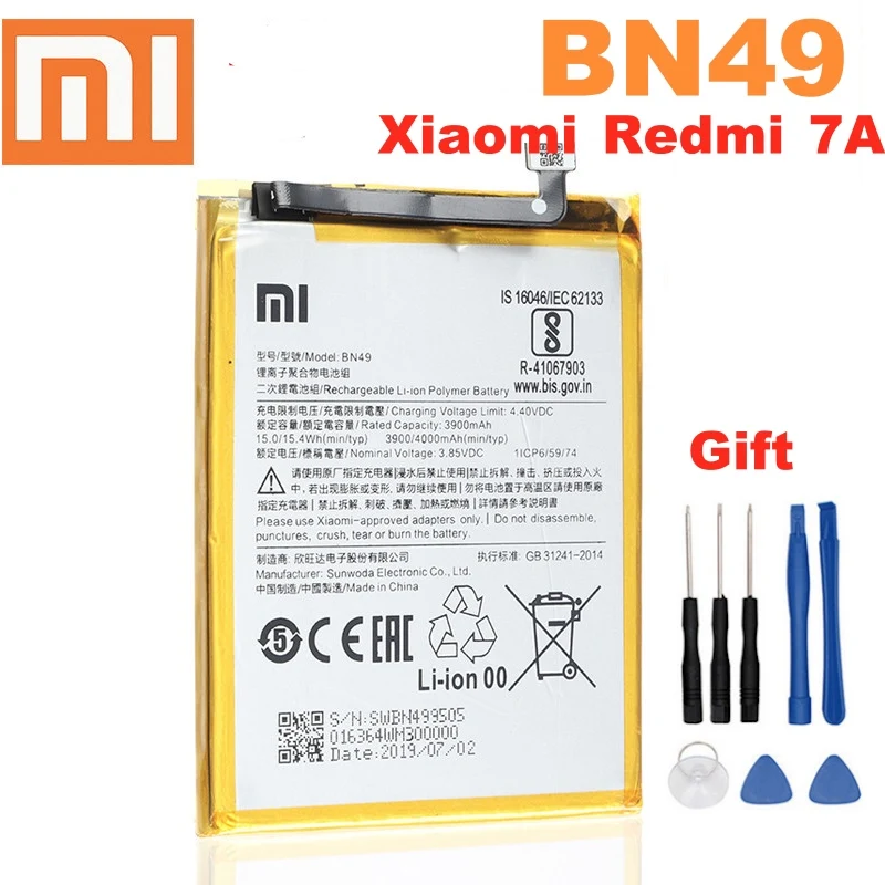 Оригинальный аккумулятор Xiao Mi BN49 для Xiaomi Redmi 7A оригинальный сменный телефона 4000