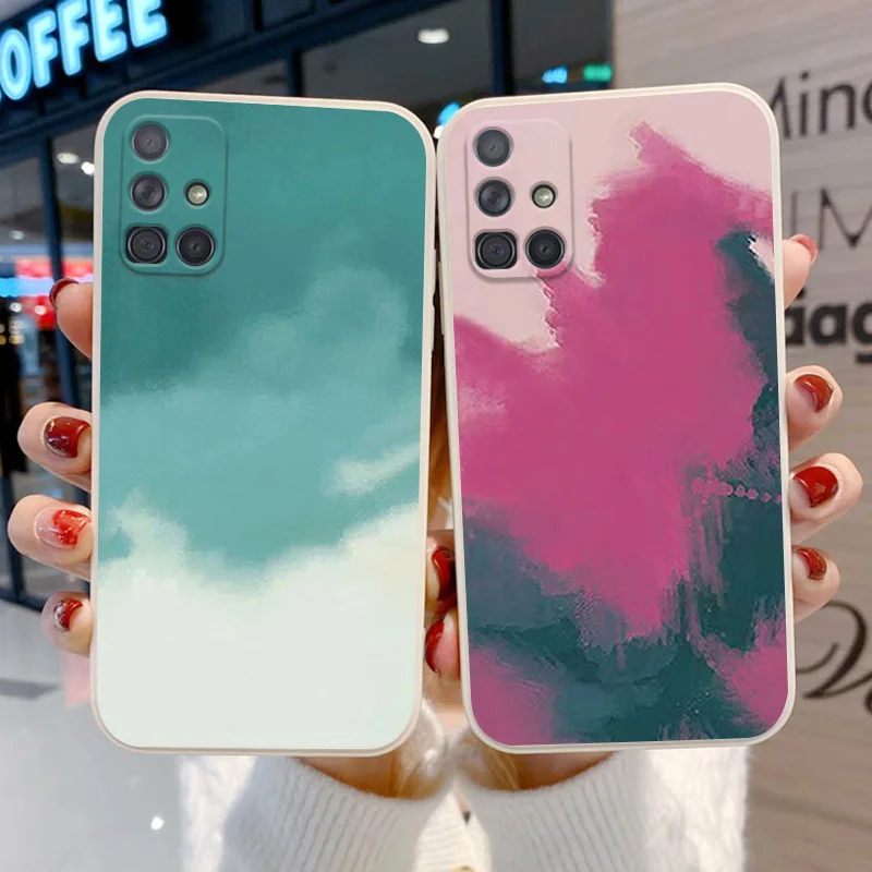 

Case for Samsung S21 Ultra Case A51 A32 A52 A72 A31 A71 A12 A20S A21S Soft TPU Funda Samsung S21 Plus Watercolor Painted Cover