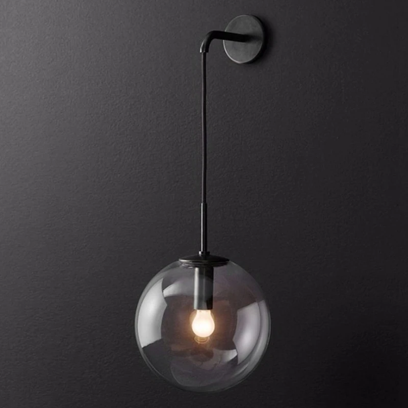 

Modern Nordic Retro Glass Wall Lamp Ball Wall Lamp Bedside Lamp Indoor Lamp