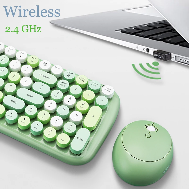

Wireless Keyboard and Mouse Wireless Mouse 2.4G Keyboard Set Round Key Cap Girly Office Pink Keyboard Mini Gaming Keyboard Mouse
