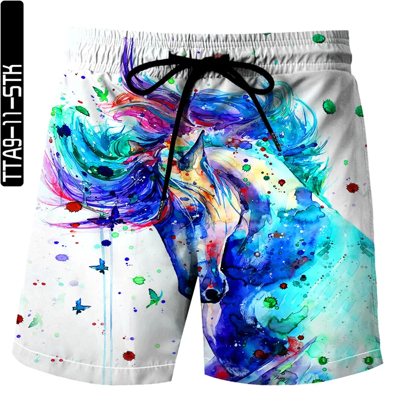 

2021 new summer 3D digital printing shorts high-quality beach pants graffiti horse elements popular new trends hip-hop style pri