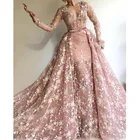 Женское вечернее платье с длинным рукавом и v-образным вырезом Dusty Pink