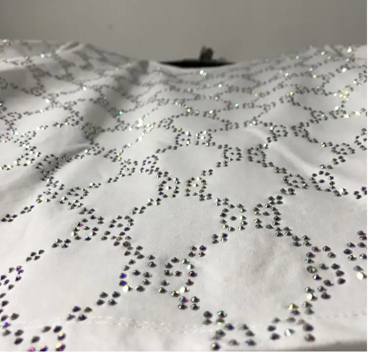 

Tide 2021 New Brand Letter Hot Drilling Short-sleeved Shirts Men Fashion Comfortable Cotton Nightclub Hair Stylist T-shirt Tops