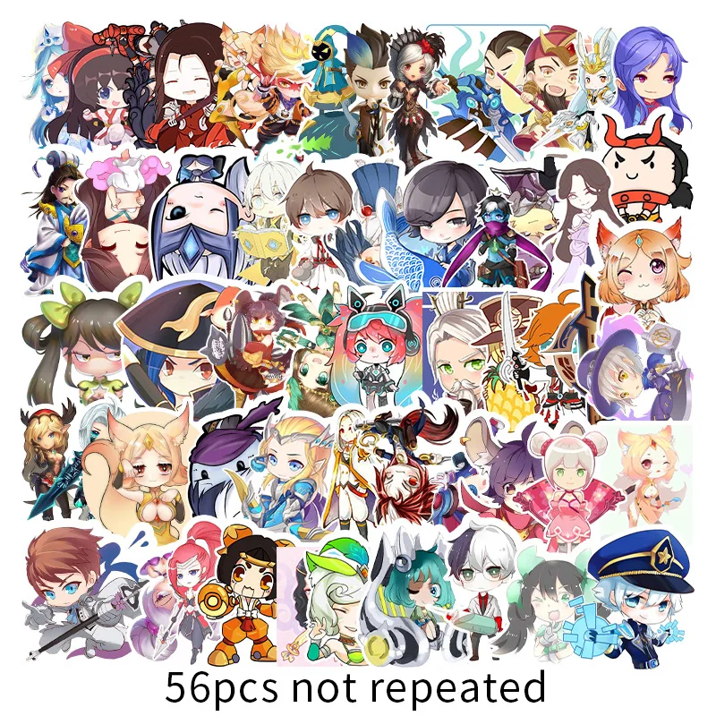 

10/56Pcs/Set Arena Of Valor: 5v5 Arena Game stickers Skateboard Fridge Laptop Motorcycle Luggage Graffiti Waterproof Kid Sticker