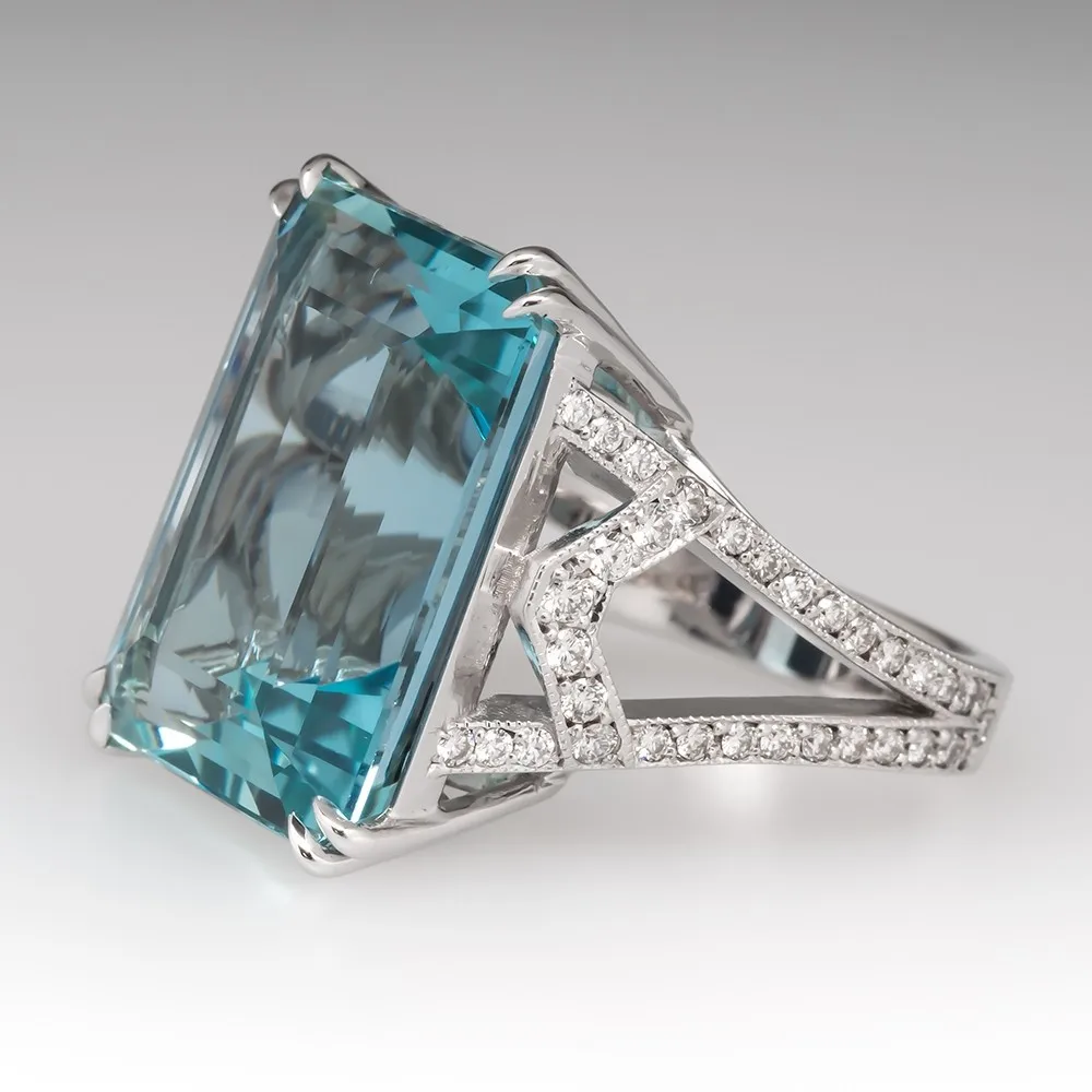 

925 Silver Navy Topaz Diamond Princess Ring Fashion Engagement Ring for Women