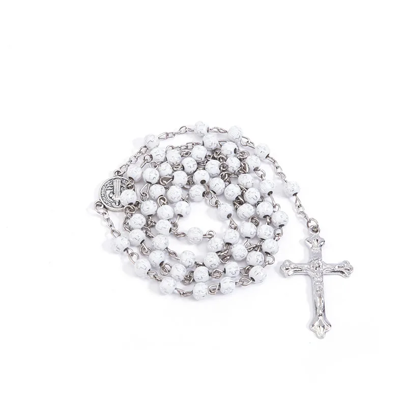 Ожерелье из Розария 6 мм пластиковая Роза круглое жемчужное ожерелье Розарий