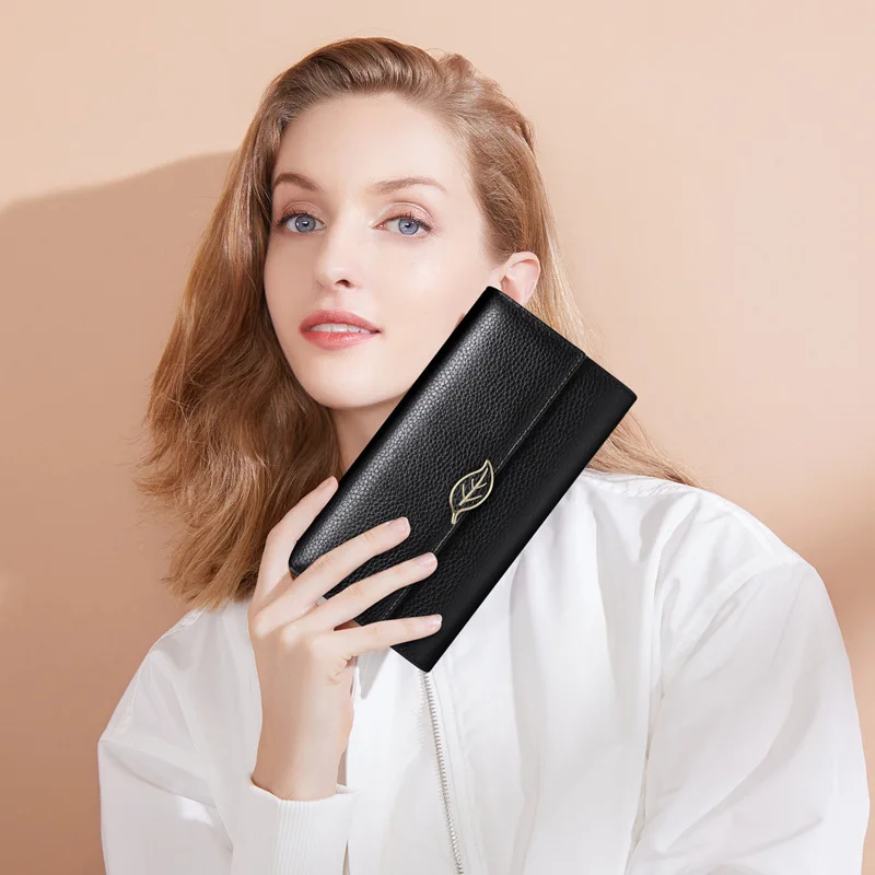 Женские кошельки из натуральной кожи длинный женский кошелек на молнии клатч