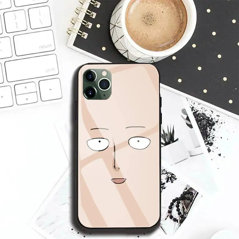 

Cartoon Anime One Punch Man Phone Case For Iphone 12 11 Pro MAX XR X 7 8Plus SE2020 DIY Shockproof Glass Soft Silicone Edge