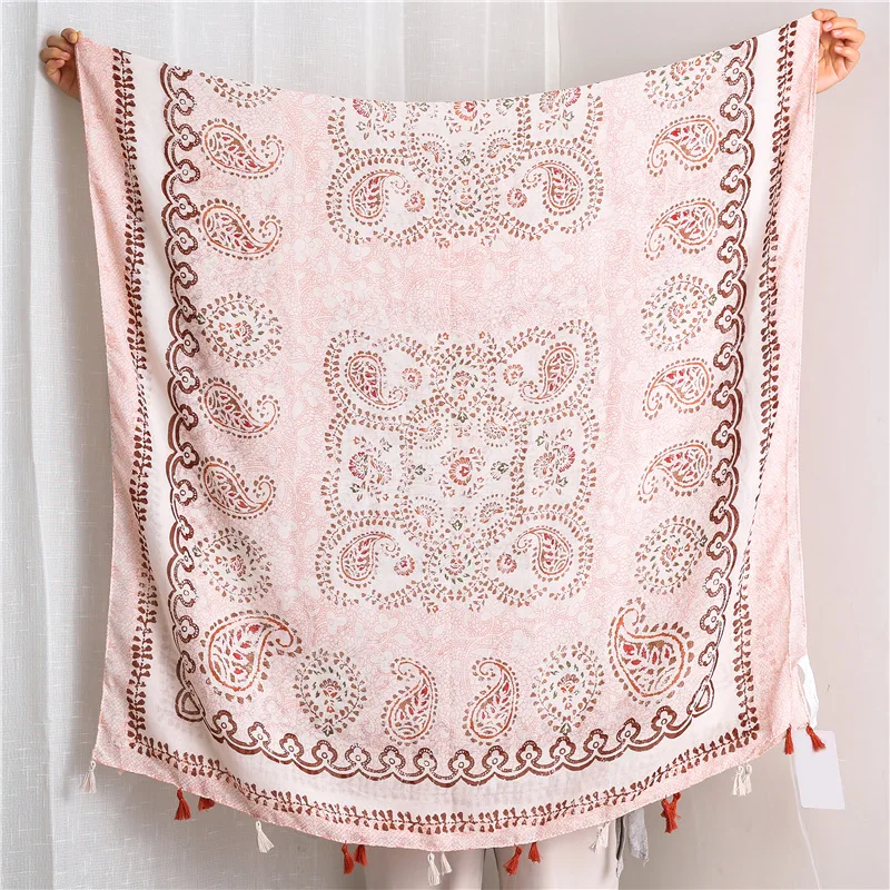 Everkaki Boho шарф шаль с принтом женские кисточки осень Цыганский узор женская накидка шарфики богемная шаль Женский зима