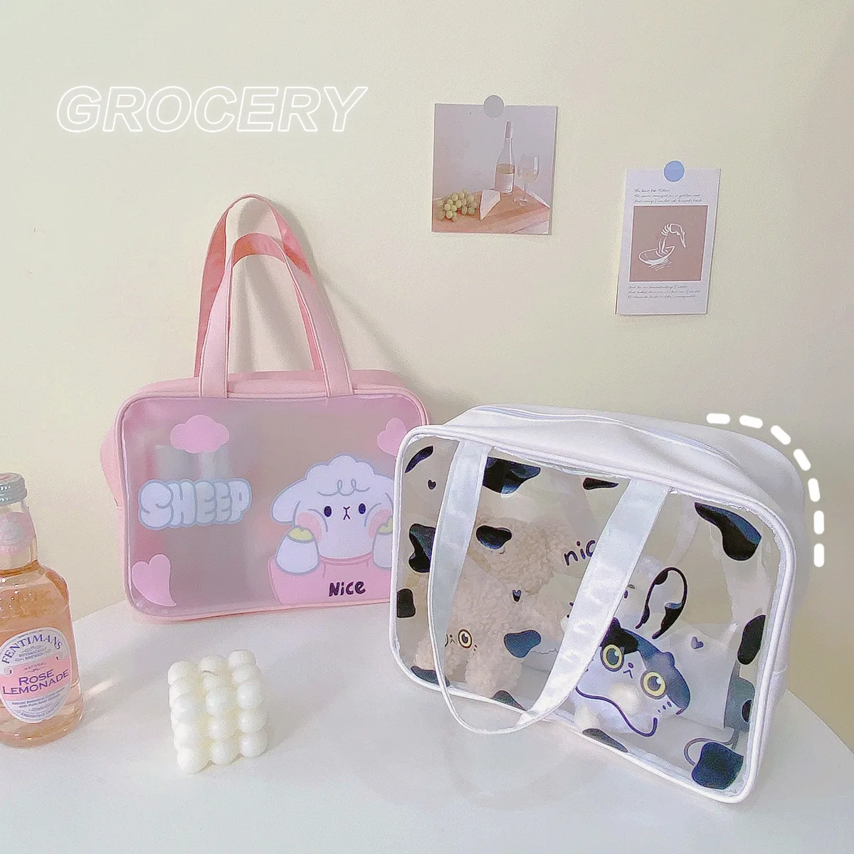

INS Large Capacity Cosmetic Storage Bag PVC Waterproof Travel Portable Transparent Hand Toilet Package Bags Multifunction Bag
