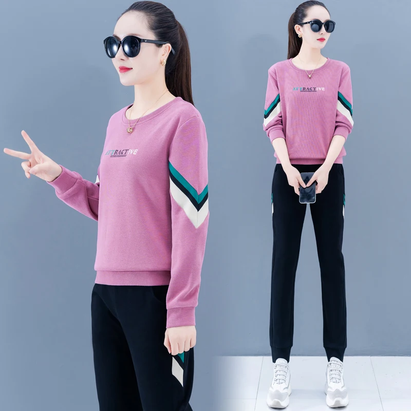 

Comfortable Sweater Sportswear Suit Spring Autumn Temperament Long Sleeved Two Piece Set Plus Size 4XL 5XL Clothes Style Waist