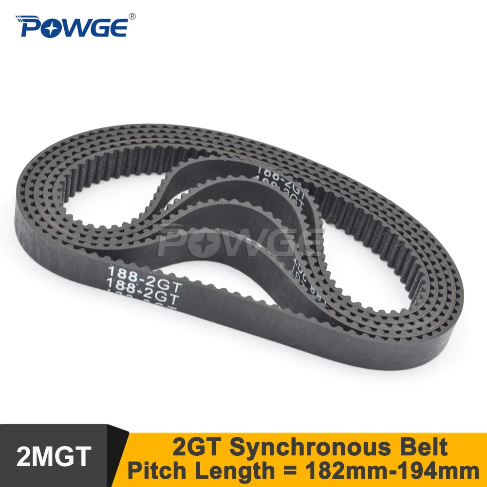 POWGE 186/188/190/192/194 GT2 зубчатый ремень W = 3/6/9 мм T = 93/94/95/96/97 2GT замкнутому циклу синхронного ремня 188-2GT 186-GT2 190-2GT