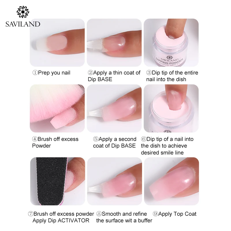 SAVILAND Dipping Nail Powder System Set for Acrylic Base&ampTop Gel Coat Activator Saver Without Lamp | Красота и здоровье