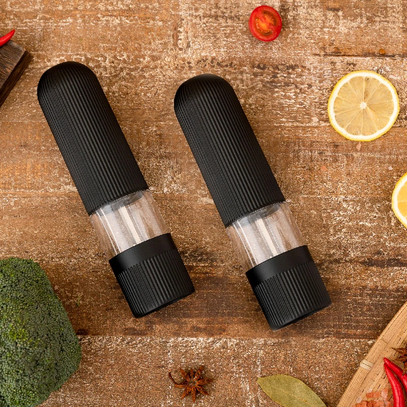 1pc pepper grinder salt set automatic electric plastic ceramic burr mill for herb pepper spice adjustable kitchen grind gadgets free global shipping