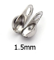 

50pcs/lot 1.5/2/3.2mm Stainless Steel Crimp End Caps Beads Ball Chain Connector Ending Clasp for DIY Jewelry Findings Making